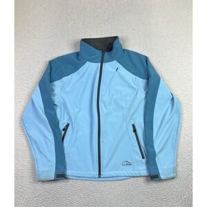 L.L.Bean Jacket Womens Large Petite Blue Softshell Full Zip Fleece Lined Outdoor